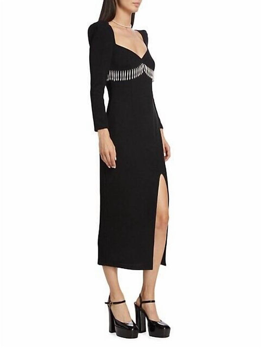 Alina Pearl Fringe Sweater Midi Dress