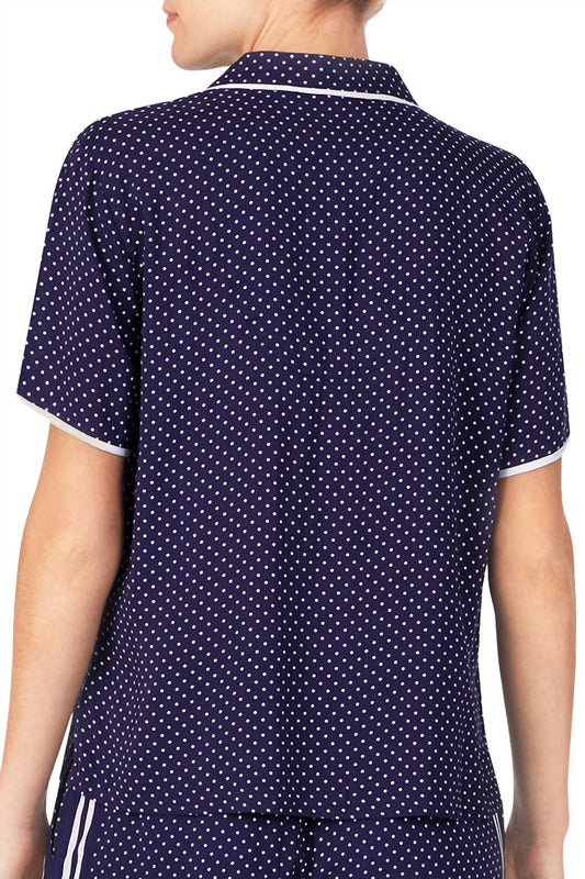 Kensie - Notched Collar Front Patch Pocket Sleep Pajama Shirt