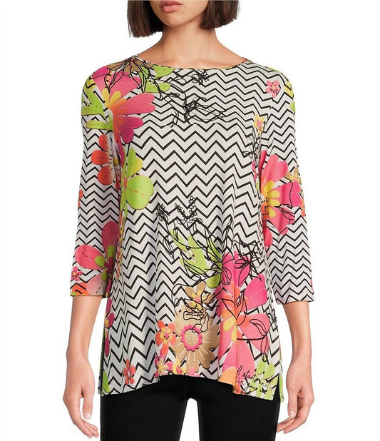 Multiples - Flower Print Long Sleeve Top