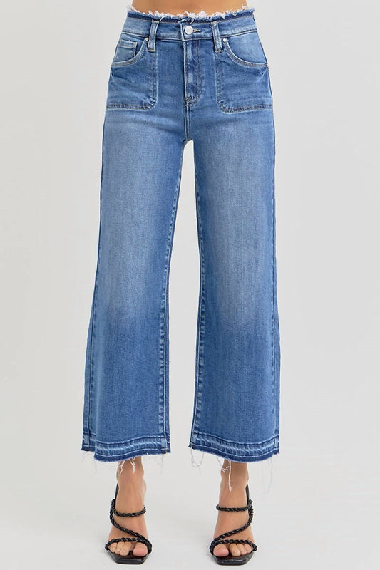 Risen - High Rise Crop Wide Jeans