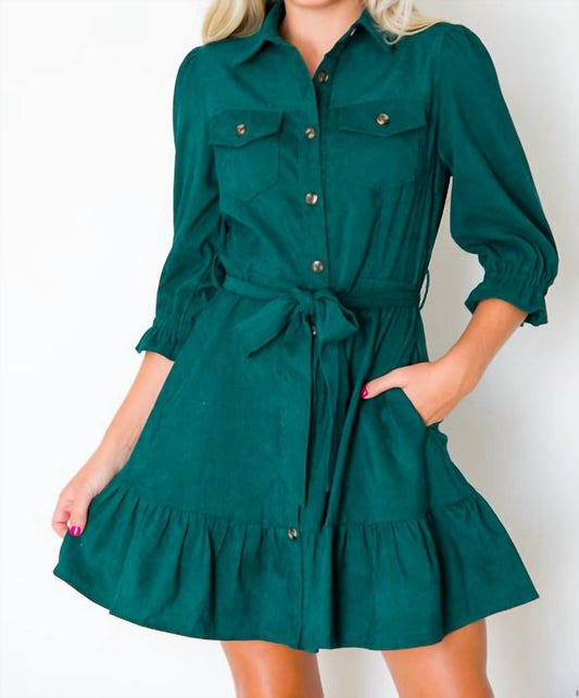 Entro - Corduroy Belted Dress