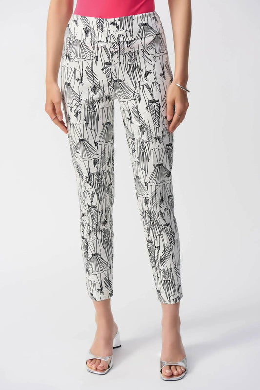 Joseph Ribkoff - Sketch Print Slim Cropped Pants