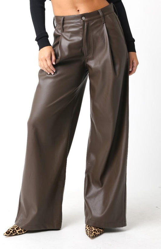 Olivaceous - Me Espresso Faux Leather Pant