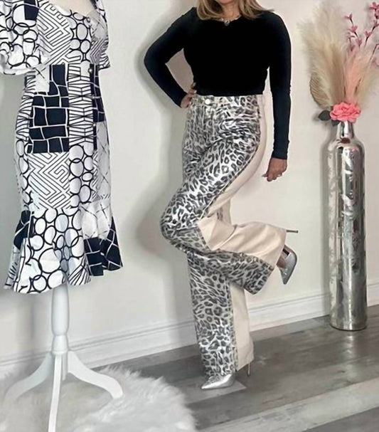 Lizette Collection - Metallic Animal Print Contrast Pants