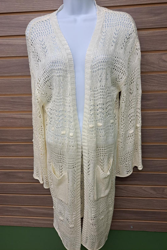 Llove - Women's Crocheted Pocket Cardigan
