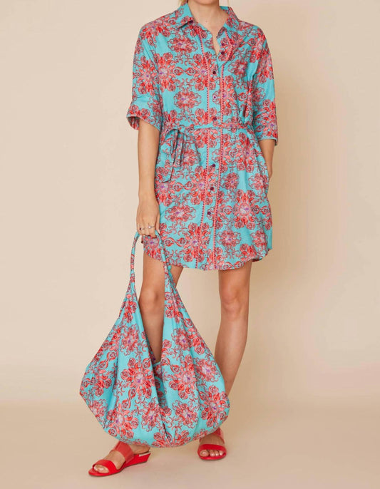 Modaposa - Carlotta Belted Embellished Shirt Dress