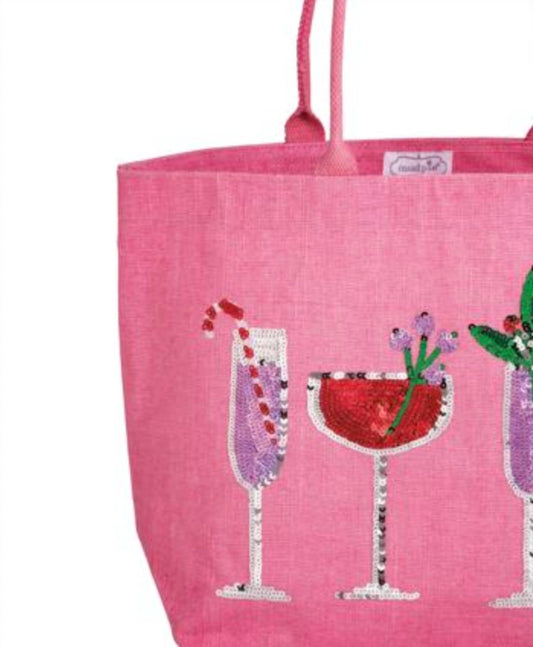 Mudpie - Women's Holiday Cocktails Sparkle Tote Bag