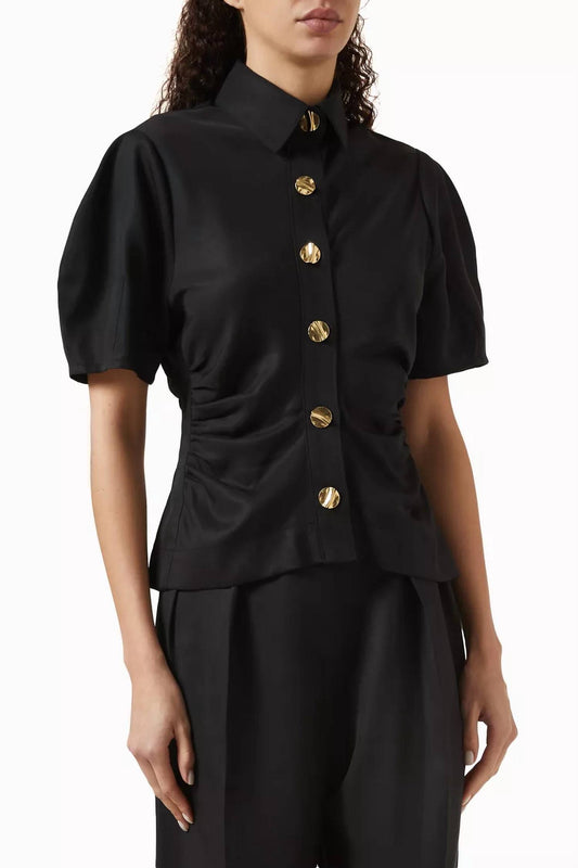 Matthew Bruch - Shirred Puff Sleeve Button Down Shirt