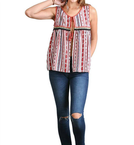 Umgee - Tribal Print Tassel Tie Vest