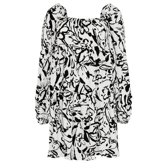 Apricot - Brushstroke Floral Tiered Babydoll Dress