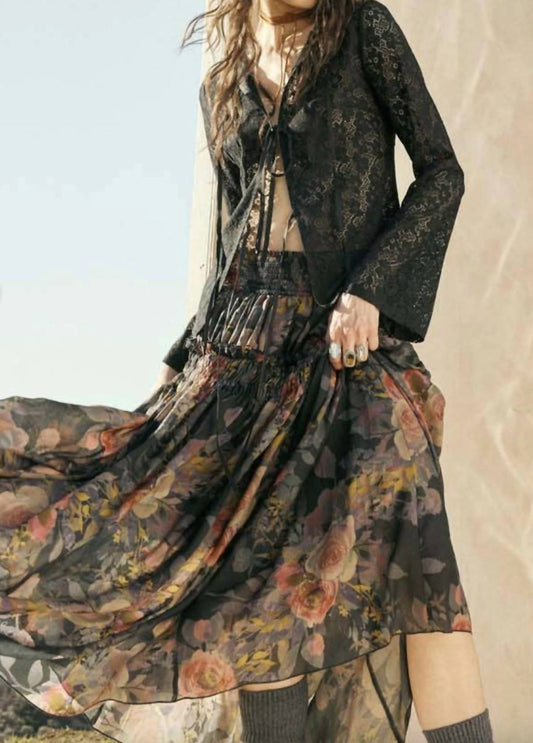 Promesa - Floral-Print Smocked Drop-Waist Ruffle Maxi Skirt