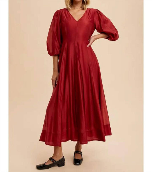 In-Loom - Tencel Fit and Flare Puff Sleeve Dress