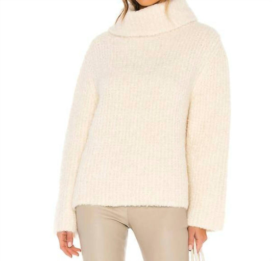 Theory - Fold Over Neck Boucle Knit Cowl Neck Sweater
