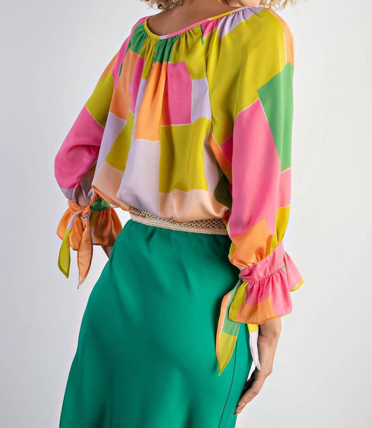 Easel - Geo Print Blouse