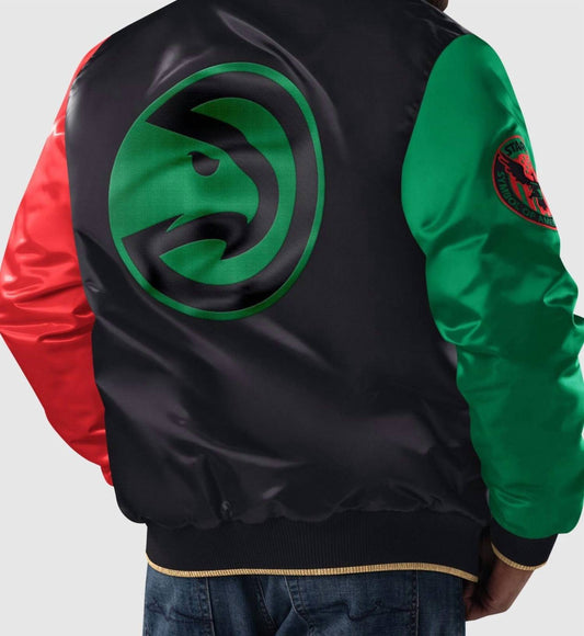 Starter - Men's Atlanta Hawks History Month Quilted Lining Satin Full-Snap Jacket