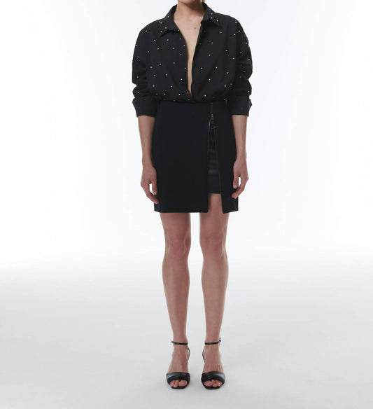 Theo The Label - Hera Layered Vegan Leather Mini Skirt