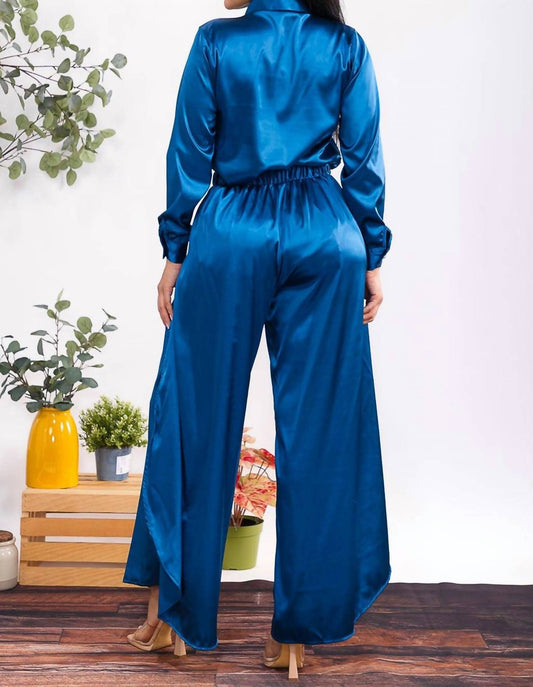 Karen T Design - Button Down Shirt And Open Pants Set
