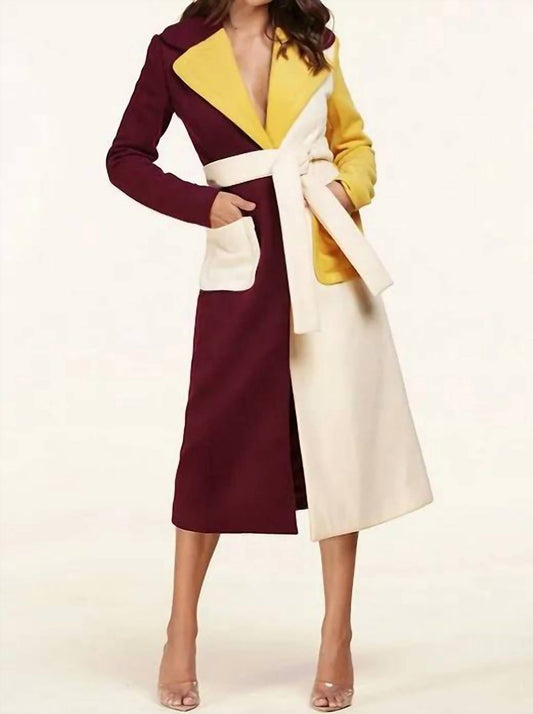 L'Atiste - Colorblock Soft Wool Long Coat