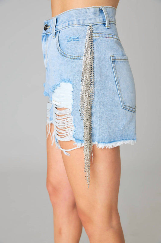 Buddylove - Raven Rhinestone Denim Shorts