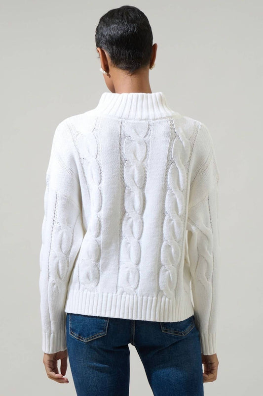 Sugarlips - Zip Neck Cable Knit Sweater