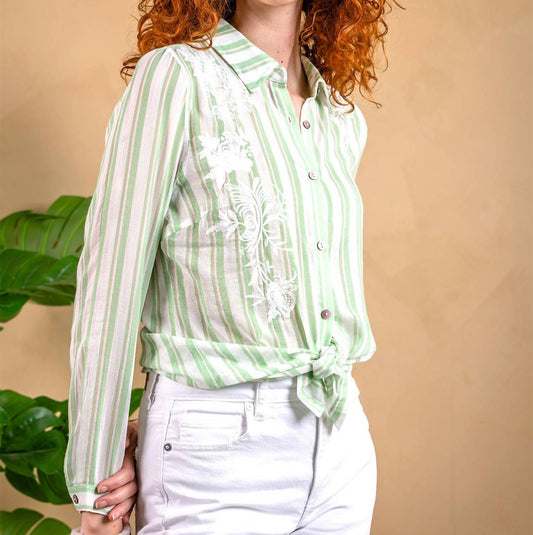 Paparazzi - Embroidered Yarn Dye Long Sleeve Shirt