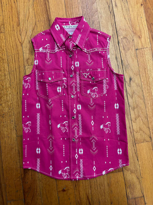 Cowgirl Hardware - Girls Aztec Horse Print Top