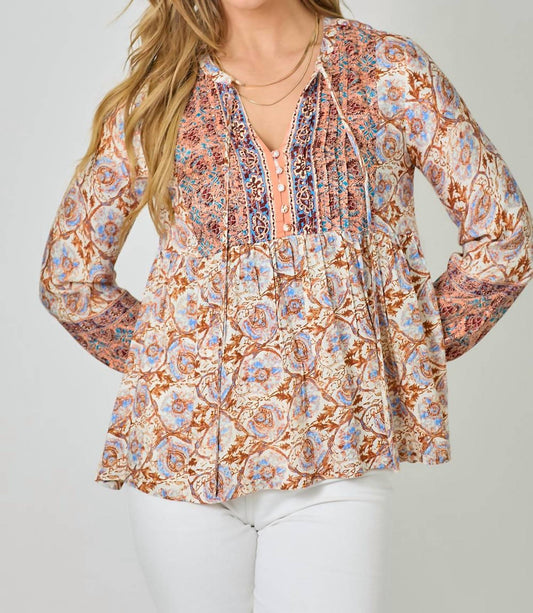 Mystree - Printed Peasant Blouse