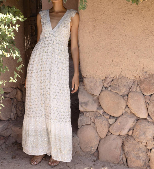 Oliphant - Ruffle V-neck Maxi Dress