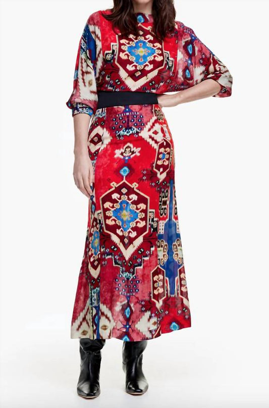 Smythe - Dolman Midi Dress Crimson Persian Print