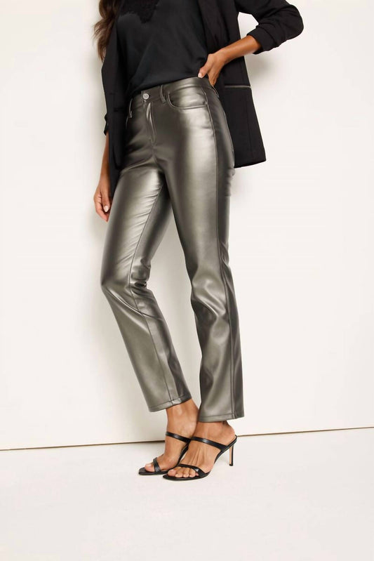 Nic + Zoe - 28" Metallic Faux Leather Straight Pants