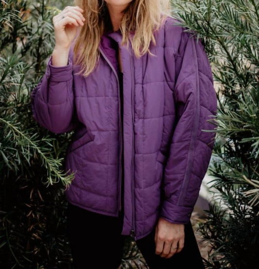 Katydid - Quilted Squares Zipper Jacket