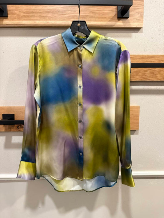 Atm - Women's Slit Log Sleeve Boyfriend Shirt