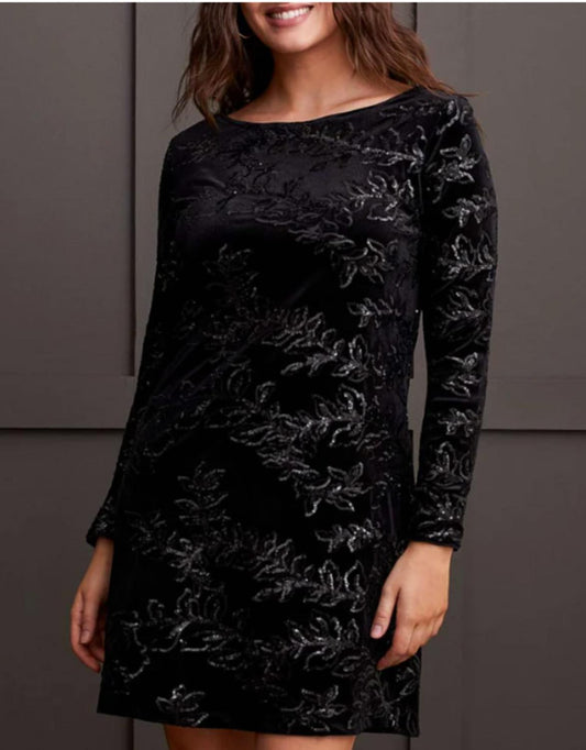 Tribal - Long Sleeve Lined Sequin Dress