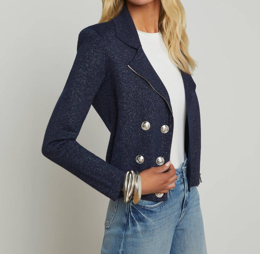 L'Agence - Chia Metallic Knit Biker Jacket