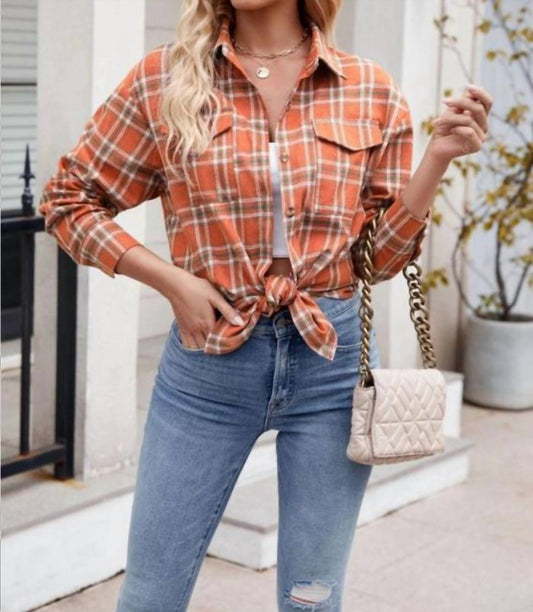 Lovesoft - New Casual Fashion Loose Plaid Pocket Shirt