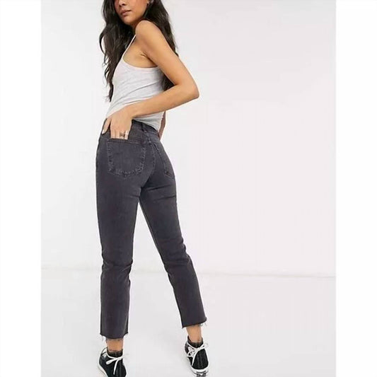 Topshop - Moto High Waist Raw Hem Straight Leg Jeans