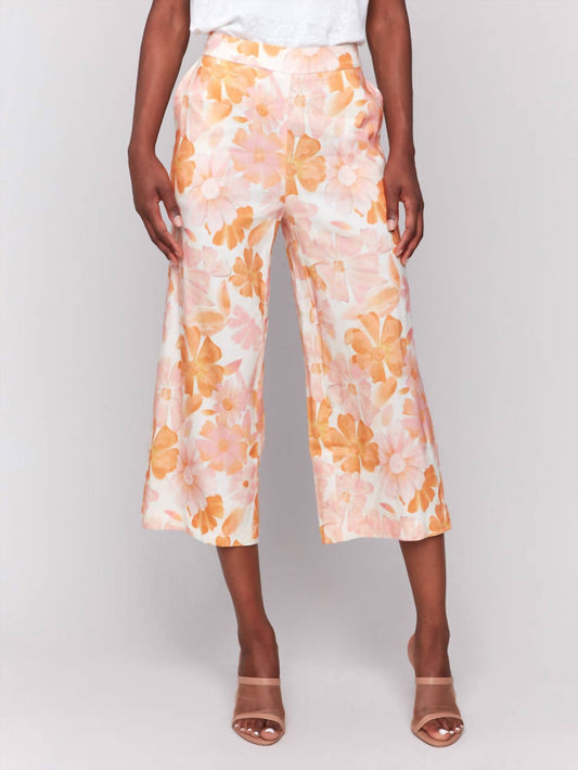 Charlie B - Printed Linen Cropped Pants
