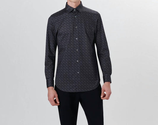 Bugatchi Uomo - Jimmy Chevron Print Ooohcotton Long Sleeve Shirt