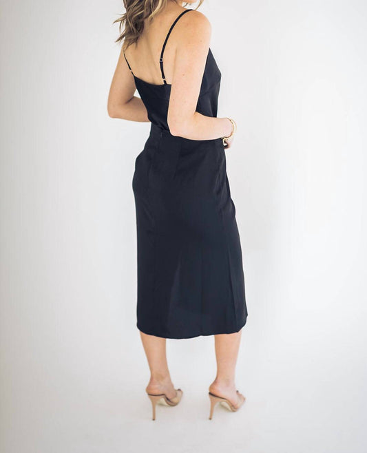 Falcon Park - Aniyah Satin Button Detail Midi Skirt