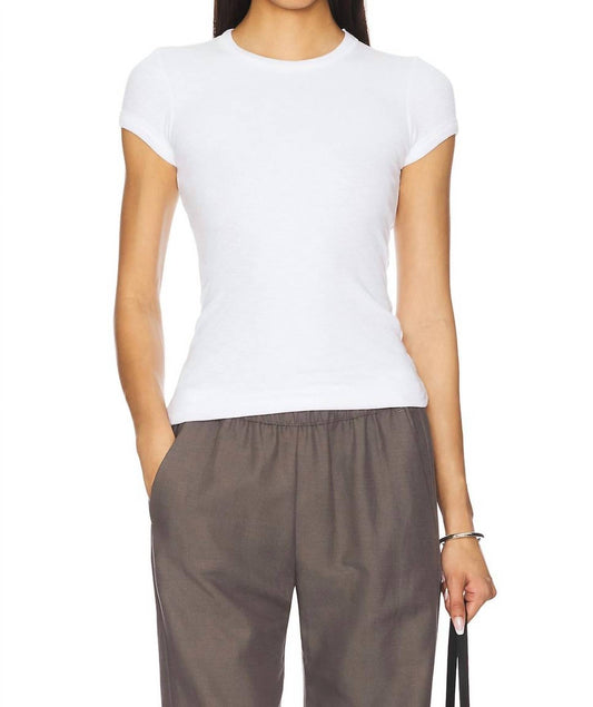 Enza Costa - Textured Rib Cap Sleeve Crew Shirt