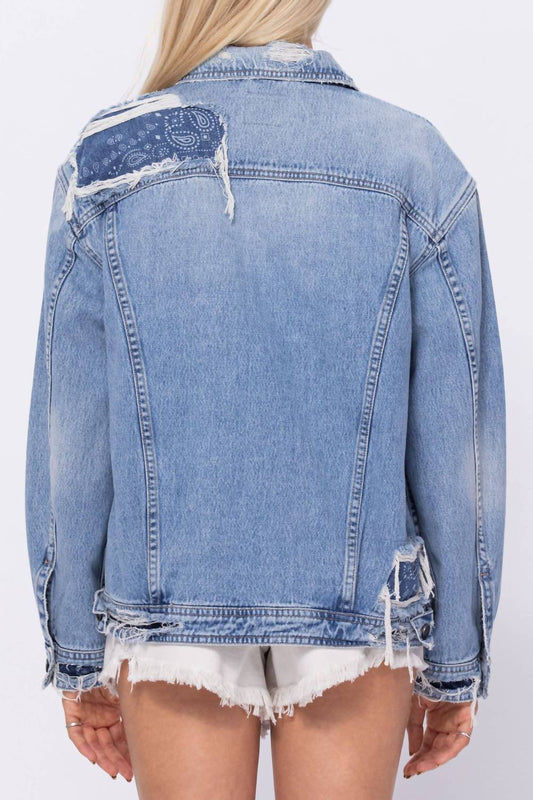 Hidden - Bandana Repaired Jean Jacket