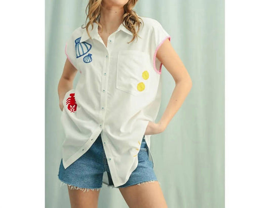 Wishlist - Embroidered Button Up Top