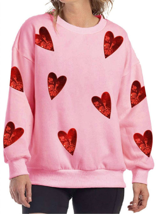 Katydid - Sequined Hearts Chenille Patch Sweatshirt -plus