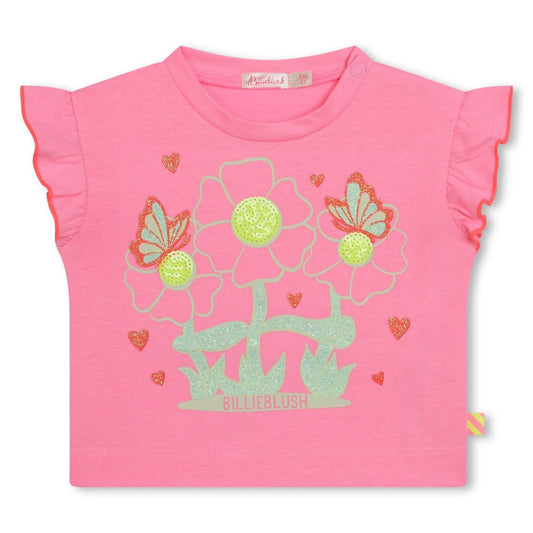 Billieblush - Kid's Bab Flounced Sleeve Tee With Flowers & Butterflies