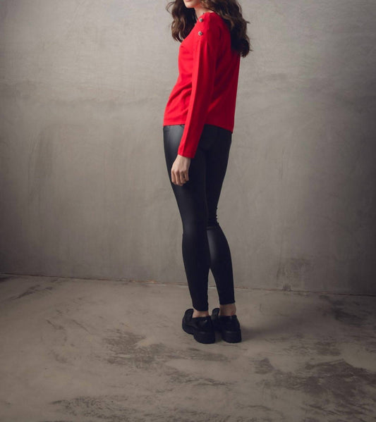 Marble - Rhinestone-buttoned Sweater