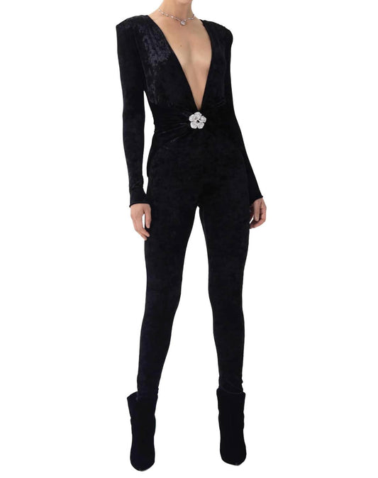 Ronny Kobo - Rhoades Jumpsuit With Crystal Brooch Detail