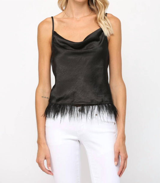 Leah Feather Trimmed Cowl Neck Cami