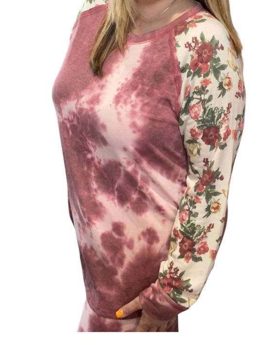 Honeyme - Tie Dye with Floral Accent Lounge Set