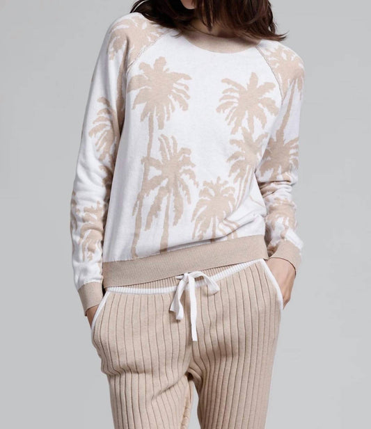 Minnie Rose - Cotton Cashmere Palm Tree Reversible Crew Sweater
