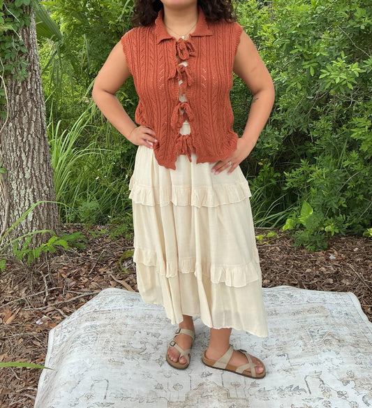 Listicle - Women's Smocked Ruffle Tiered Maxi Skirt Or Midi Dress